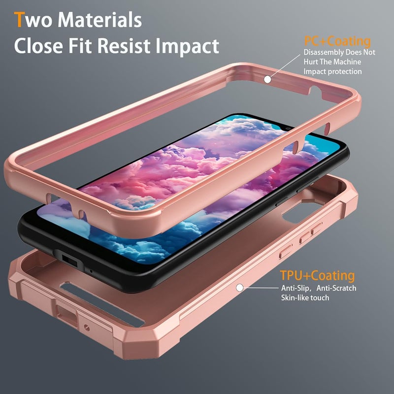 Mocotto for Cloud Mobile Stratus C8 Phone Case with Tempered Glass Screen Protector,Slim Soft Silicone Full-Body Protective Cover (Cloud Mobile Stratus C8,Rose Gold) - Image 3
